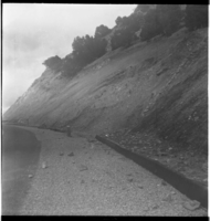 BW photo of rock slide near Echo Rock - 2.5" x 2.5".