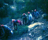The Temple of Sinawava spring project - scaffolding construction and use.
