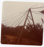 Construction equipment for Wiley Tank being transported on tramline.
