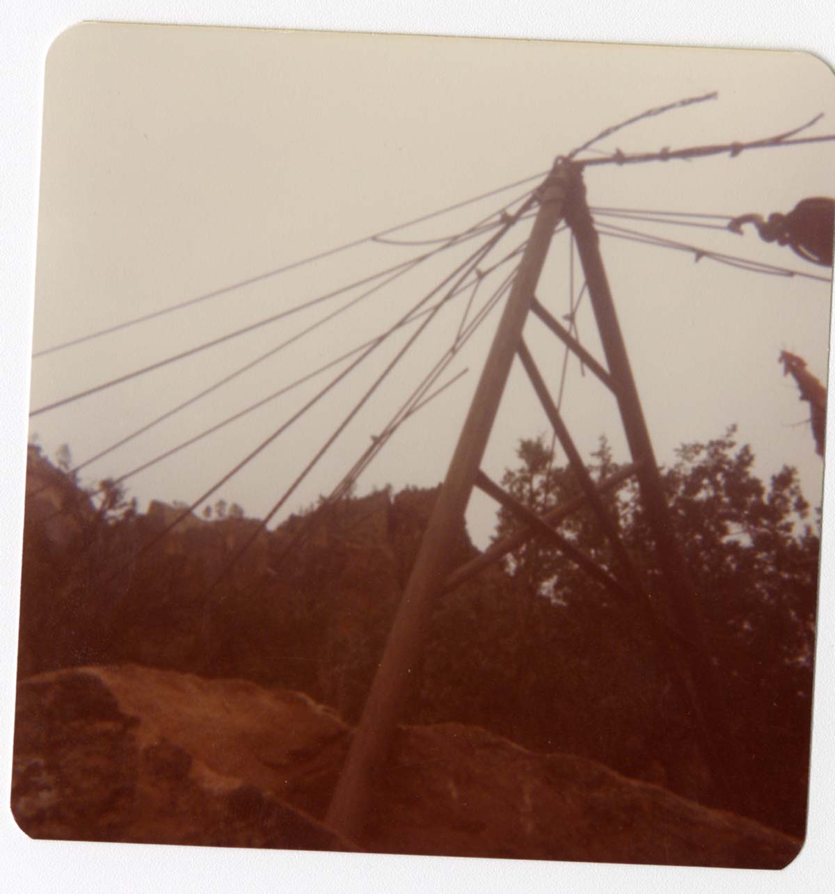 Construction equipment for Wiley Tank being transported on tramline.
