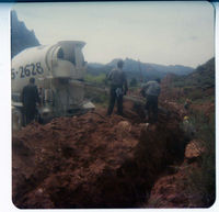 Workers during the construction of the Springdale water pipeline.