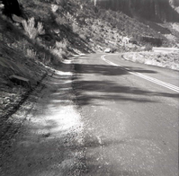 BW photo of rock slide near Echo Rock - 2.5" x 2.5".