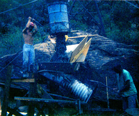 Tramline in place for transportation of construction equipment for Wiley Tank.