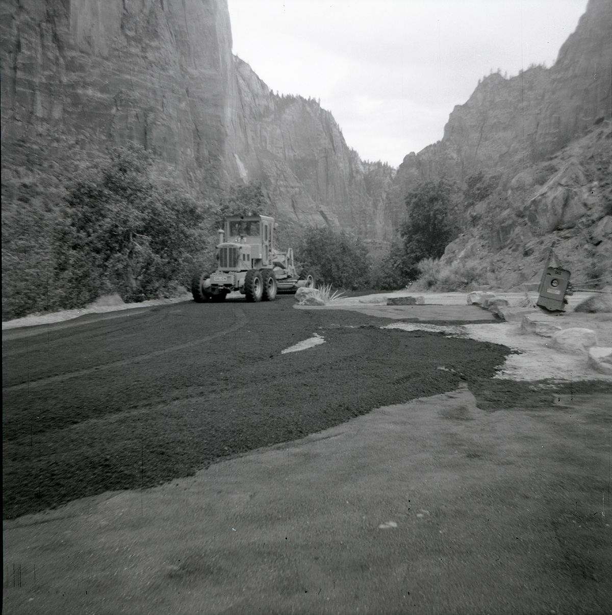 Road work on the Great White Throne parking area.