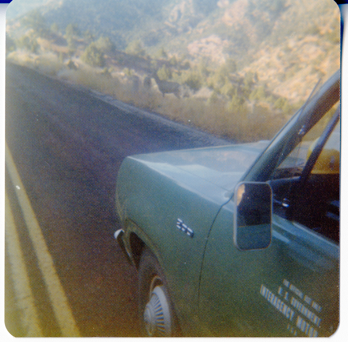 Front driver side of vehicle driving along the Kolob Terrace Road - North Unit.