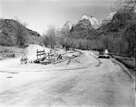Highway 1 re-alignment - traffic divider and grade separation near entrance to South Campground.