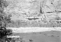 Rock wall or dike constructed along the riverbank at the Temple of Sinawava.