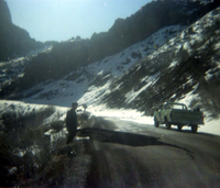 Color Photos of rock slides in Kolob Canyon.