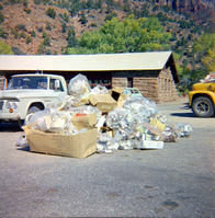 Pile of rubbish during the 'Litter School' held at the maintenance yard with elementary school kids.