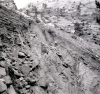 Retaining wall along East Rim road in need of repairs.