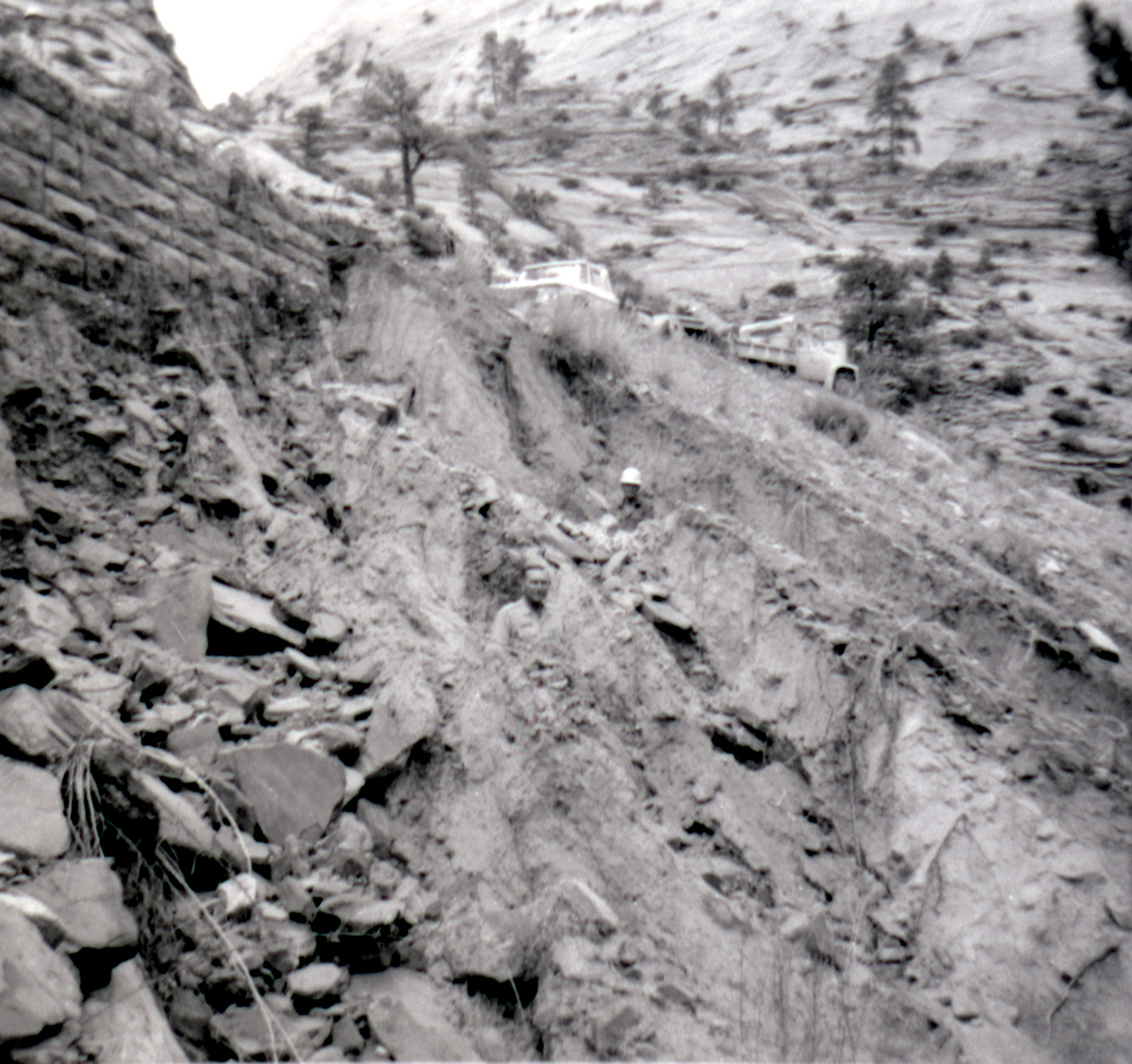 Retaining wall along East Rim road in need of repairs.