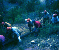 The Temple of Sinawava spring project - scaffolding construction and use.