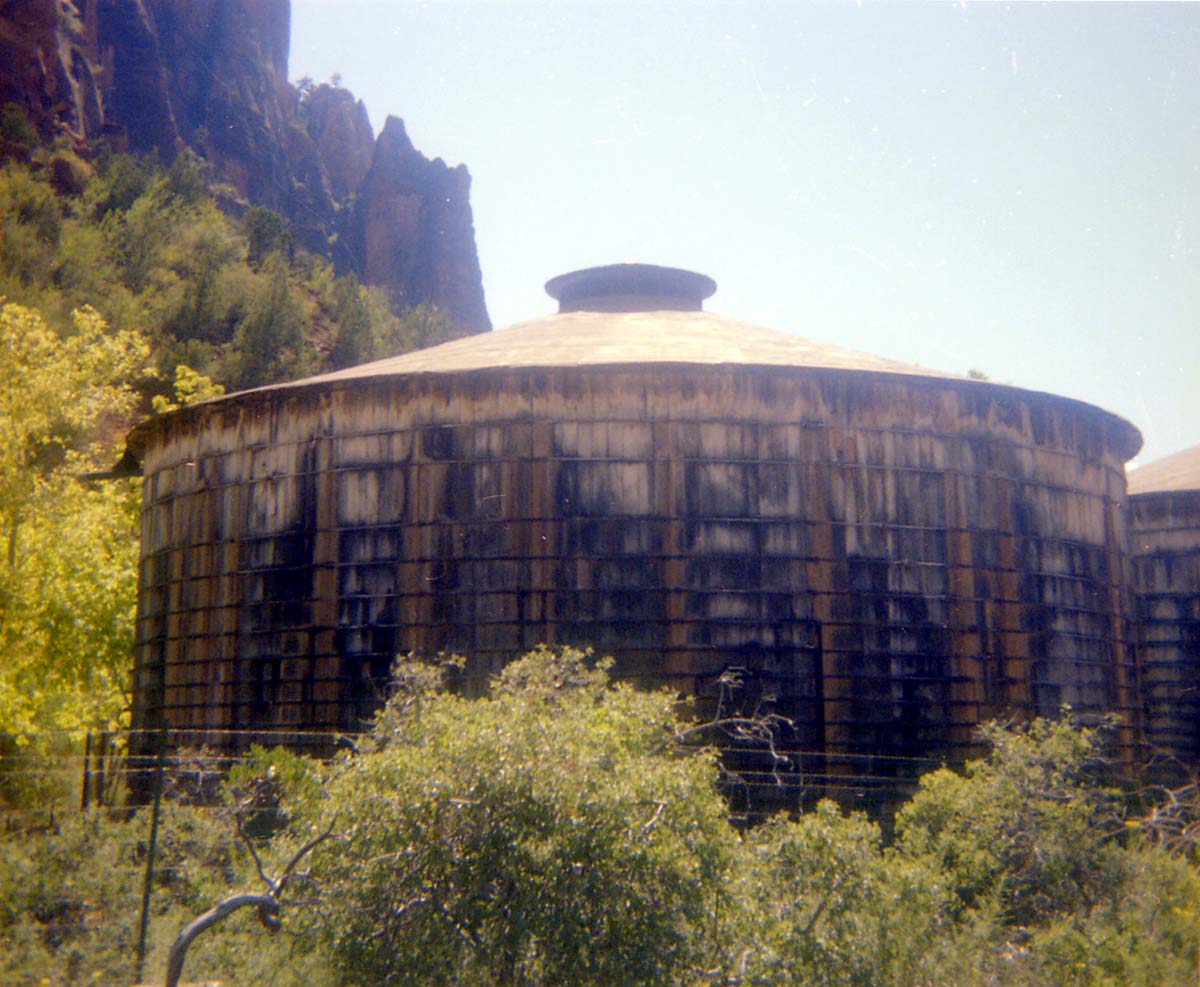 One of three water tanks involved in reroofing project.