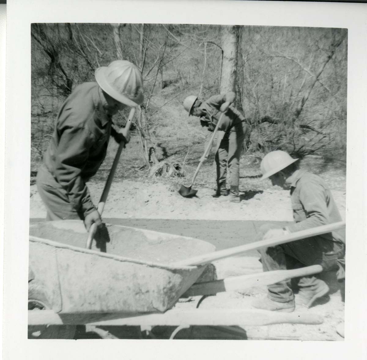 Workers during the Lady Mountain sign emplacement.
