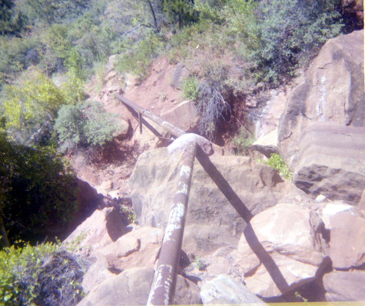 The Temple of Sinawava spring project - scaffolding construction and use.