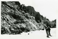 BW Photo of rock slide near echo rock - 35MM.