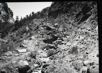 Inspection trip into Kolob area with eroded road built by Evan Lee into Hop Valley.