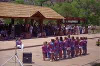 Color Photos of the official launch of the Zion shuttle system- same day as the new visitor center opening.