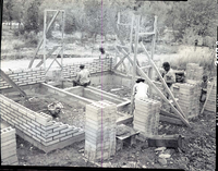 Comfort station construction, South Campground, laying up the wall.