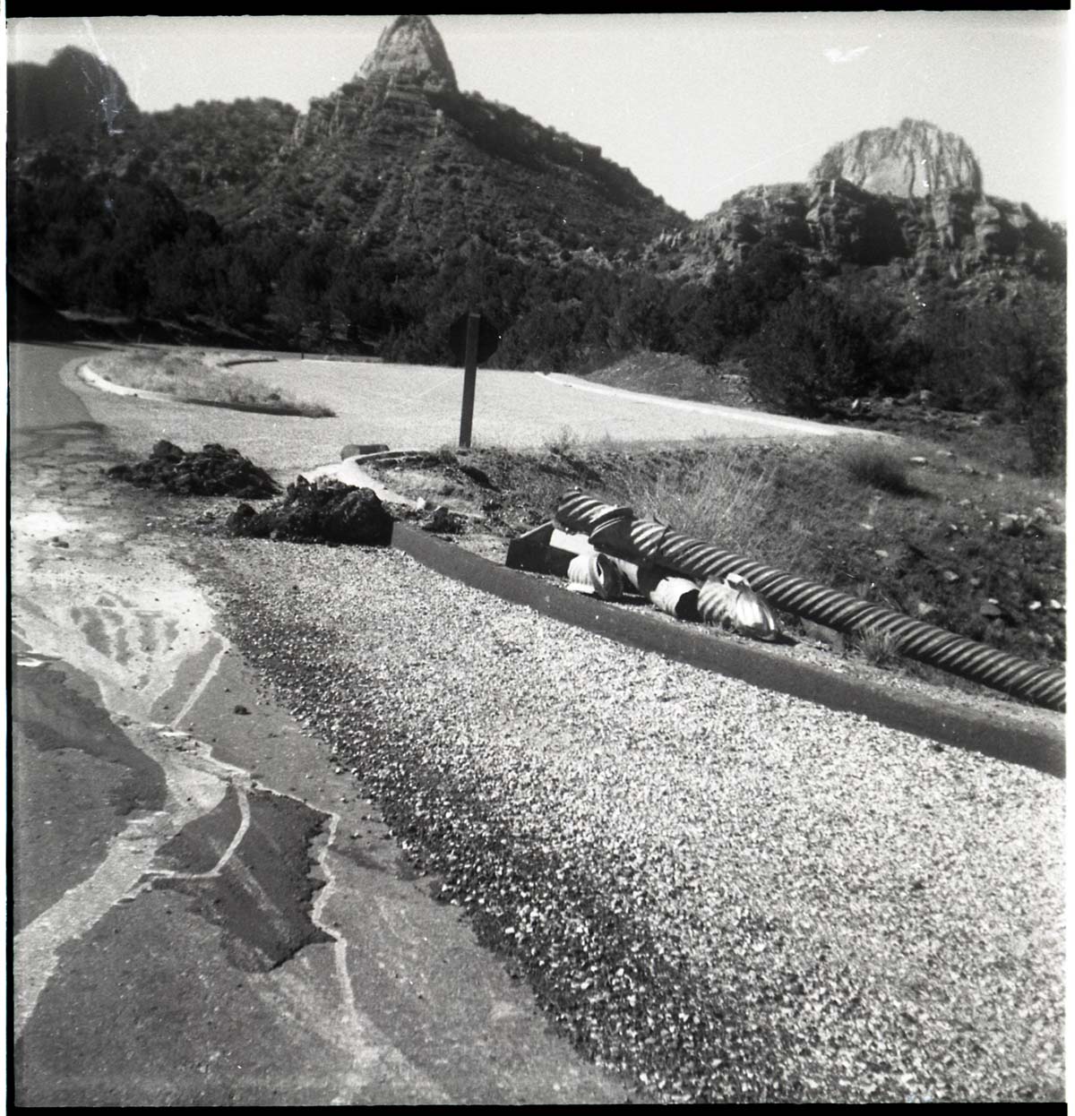 BW photos of rock slides in Kolob Canyons - 2x2.