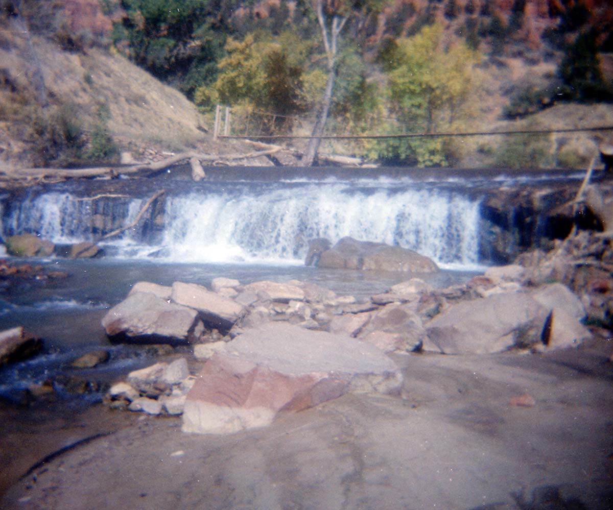 The Birch Creek Dam with suspension footbridge.