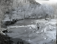 New suspension footbridge at Birch Creek near Court of the Patriarchs.