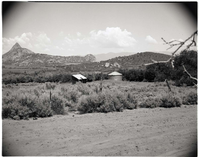 BW photo of the 1937 grazing study - 4x5. Building and tank.