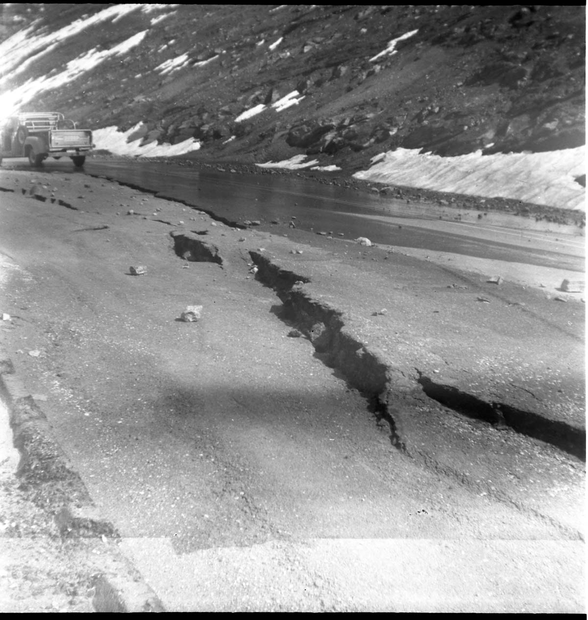 BW photos of rock slides in Kolob Canyons - 2x2.