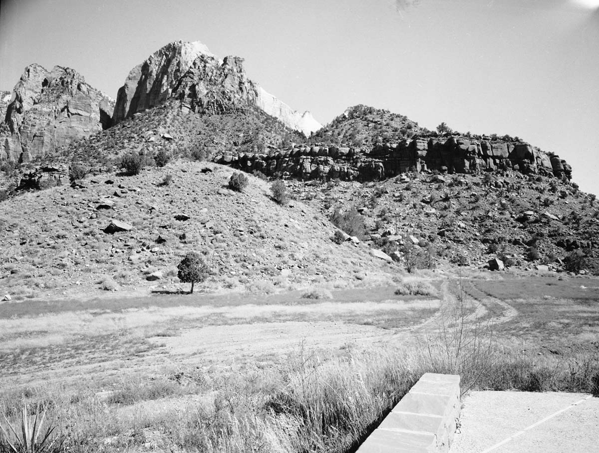 Exhibit material: scenic view, Oak Creek Canyon from patio of Visitor Center.