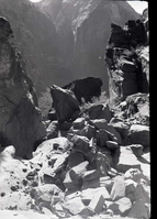 Channel of Refrigerator Canyon below bridge to be opened to prevent water from backing up over bridge at West Rim Trail.