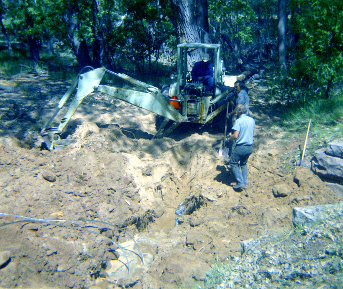 Construction vehicles in operations during the Zion Lodge utilities project.
