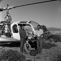 Warren Hamilton and pilot - helicopter flight to study Temple Cap formation for geology book