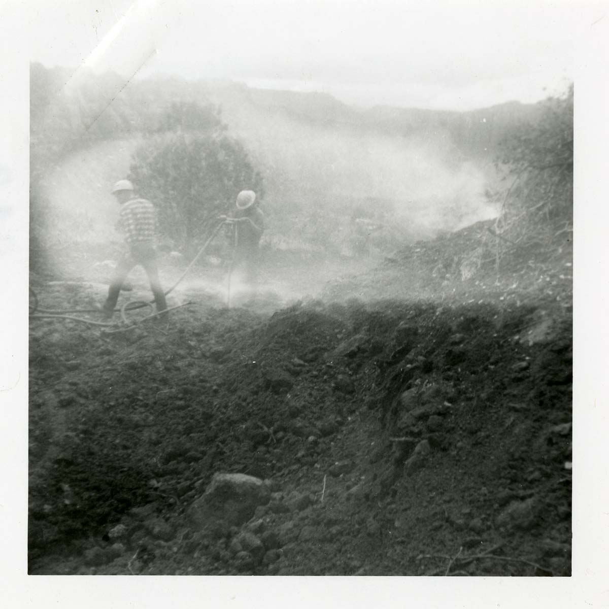 BW photo of the construction/modification of the Canyon Junction Spillway on the Virgin River.