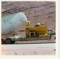 Color photo of the hydroseeding experiment along the Kolob Canyon Road.