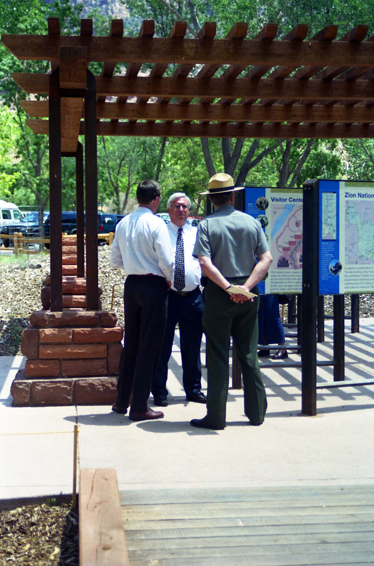 Color Photos of the official launch of the Zion shuttle system- same day as the new visitor center opening.