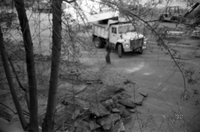 Construction truck from above during the construction of headquarters addition.