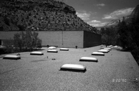 The top of the roof during the construction of headquarters addition.