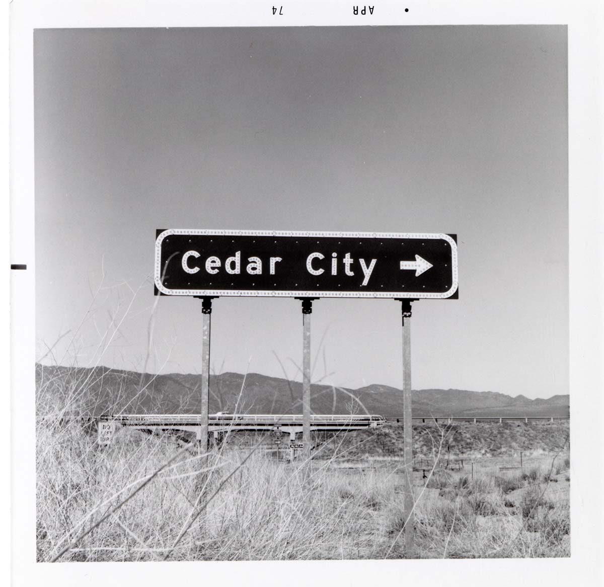 Cedar City' road sign near Kolob Canyon.