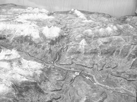 Relief model of park in Visitor Center lobby.