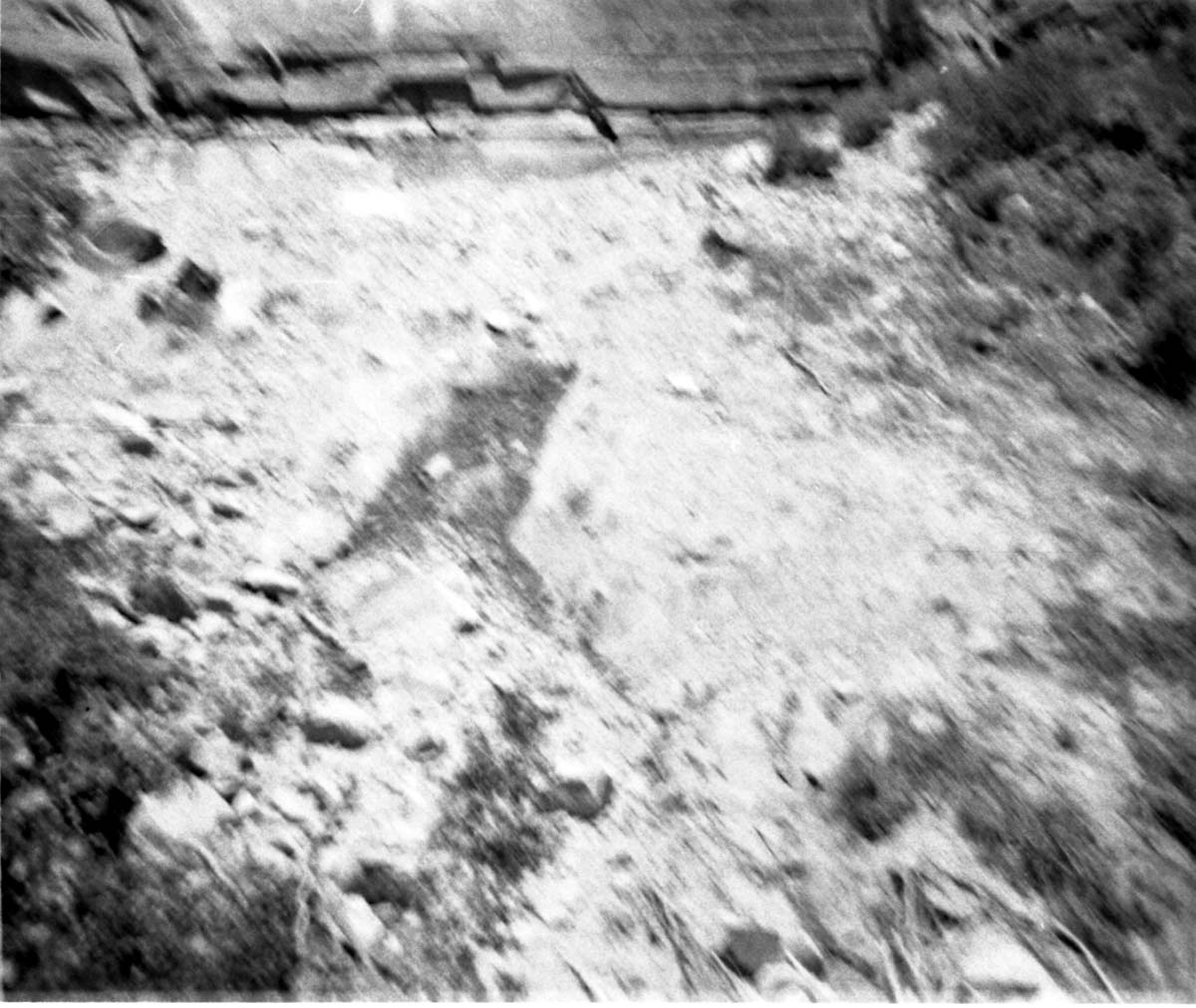 Rubble pile at base of canyon wall after rock slide. Birch Creek.