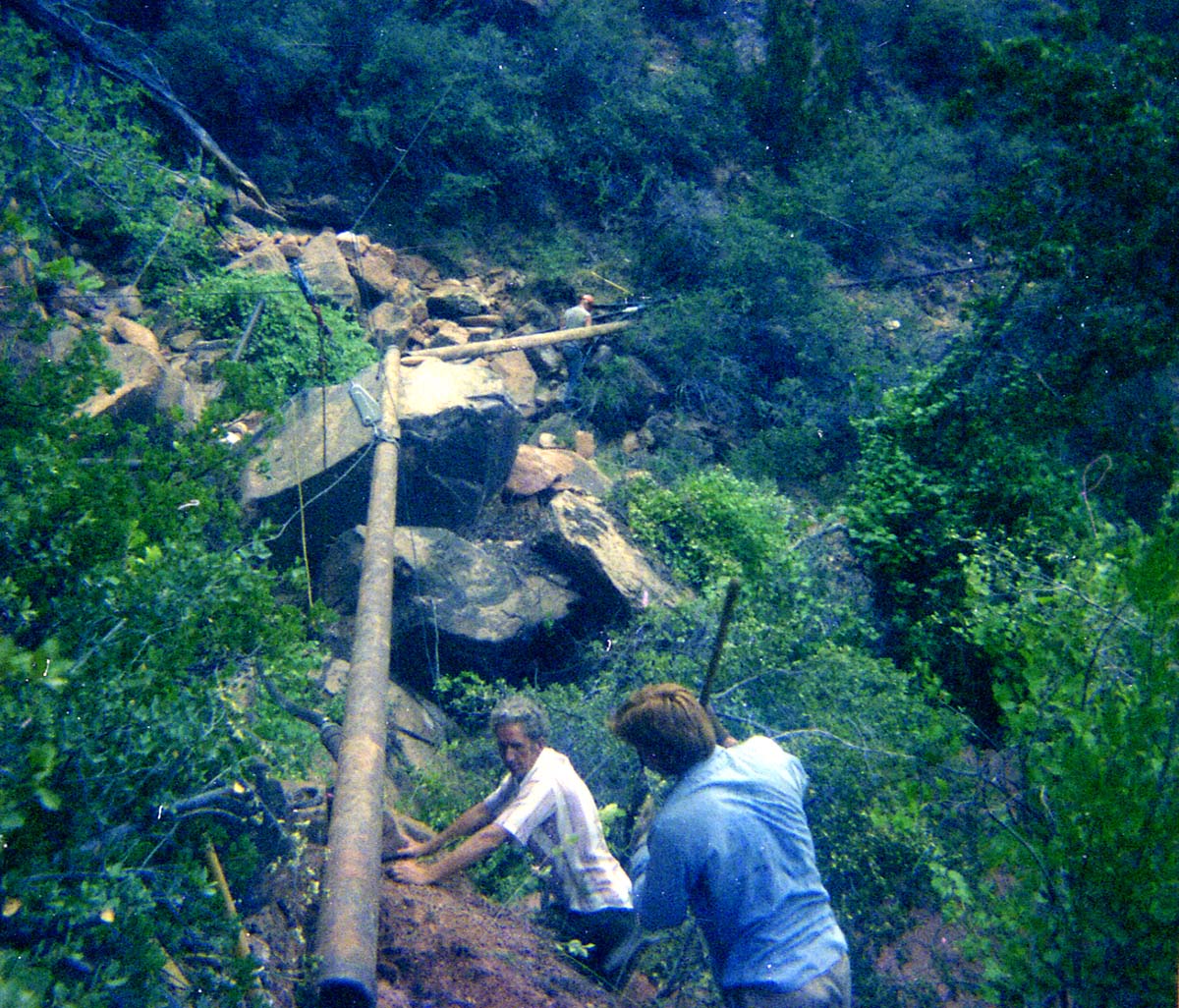 The Temple of Sinawava spring project - scaffolding construction and use.