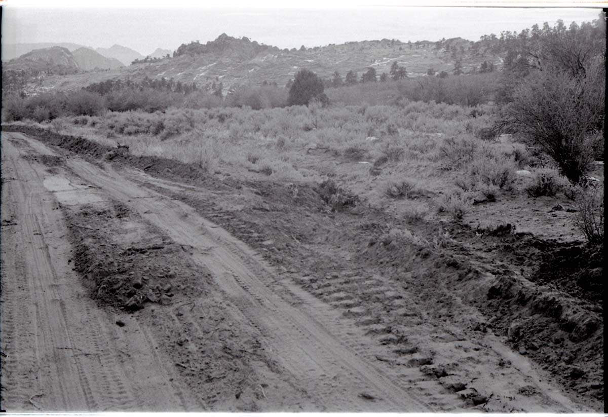 BW photo of the 1937 grazing study 35MM. Graded road in Lee Valley.
