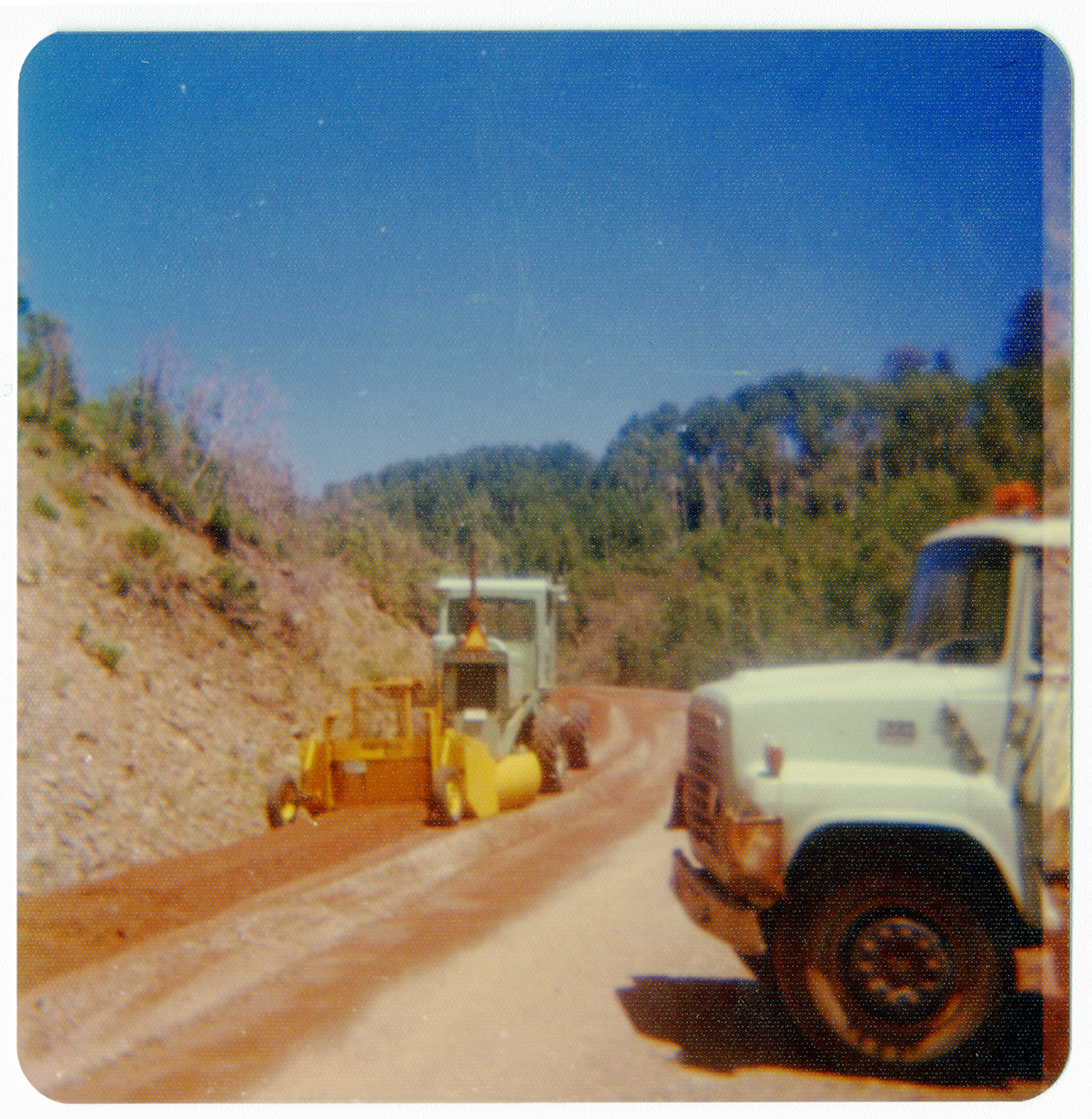 Construction vehicles working on the Kolob Terrace Road.