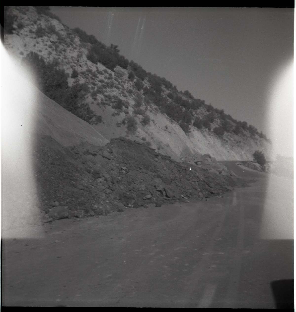 BW photos of rock slides in Kolob Canyons - 2x2.