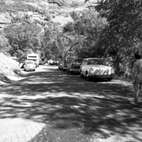 Visitor use at Weeping Rock parking area.