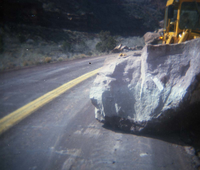 Color Photo of a rock slide along State Route 9 (SR-9).