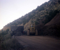Color Photos of rock slides in Kolob Canyon.