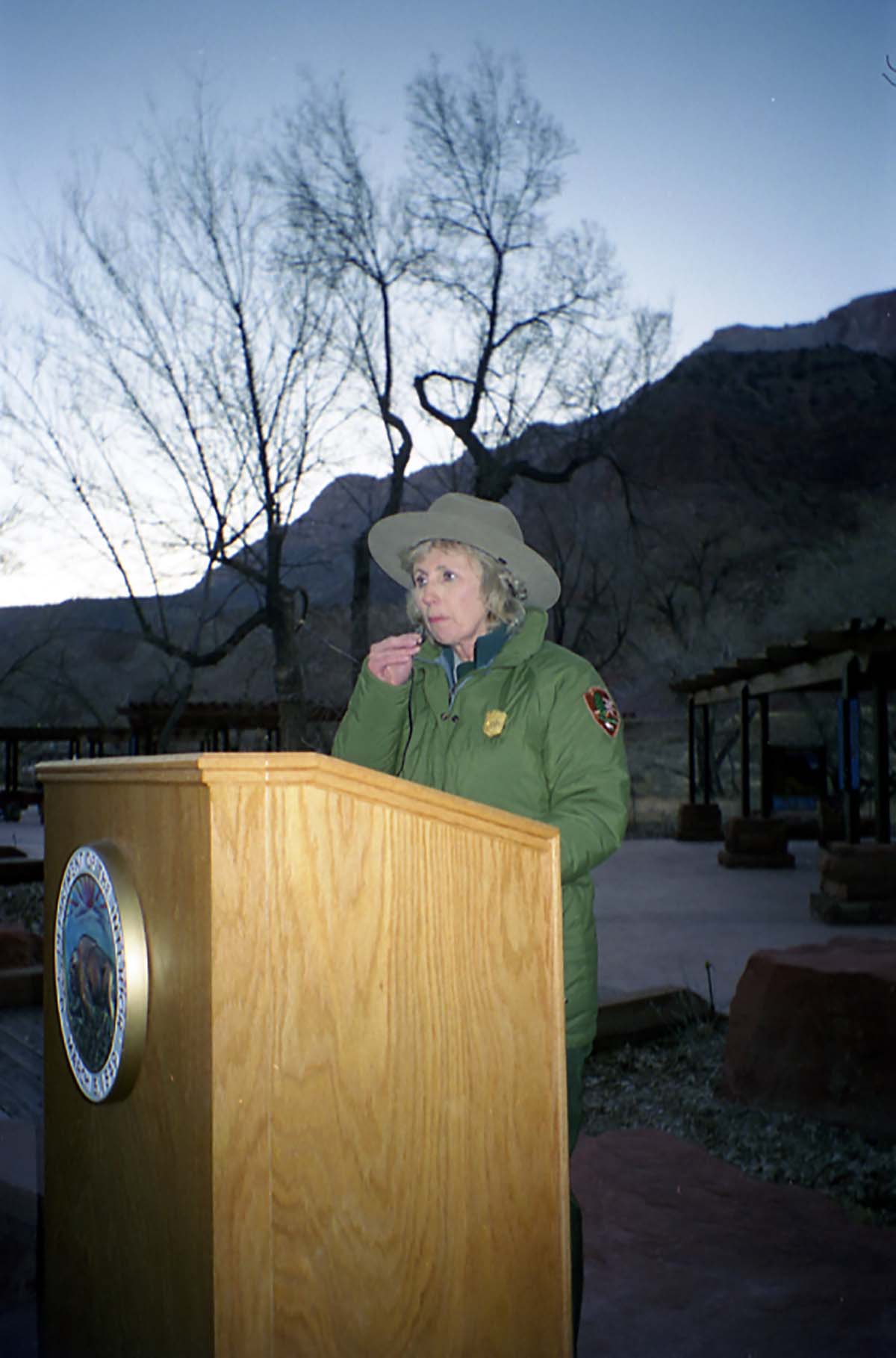 Color Photos of the ceremony surrounding the Olympic Torch passing through Zion.