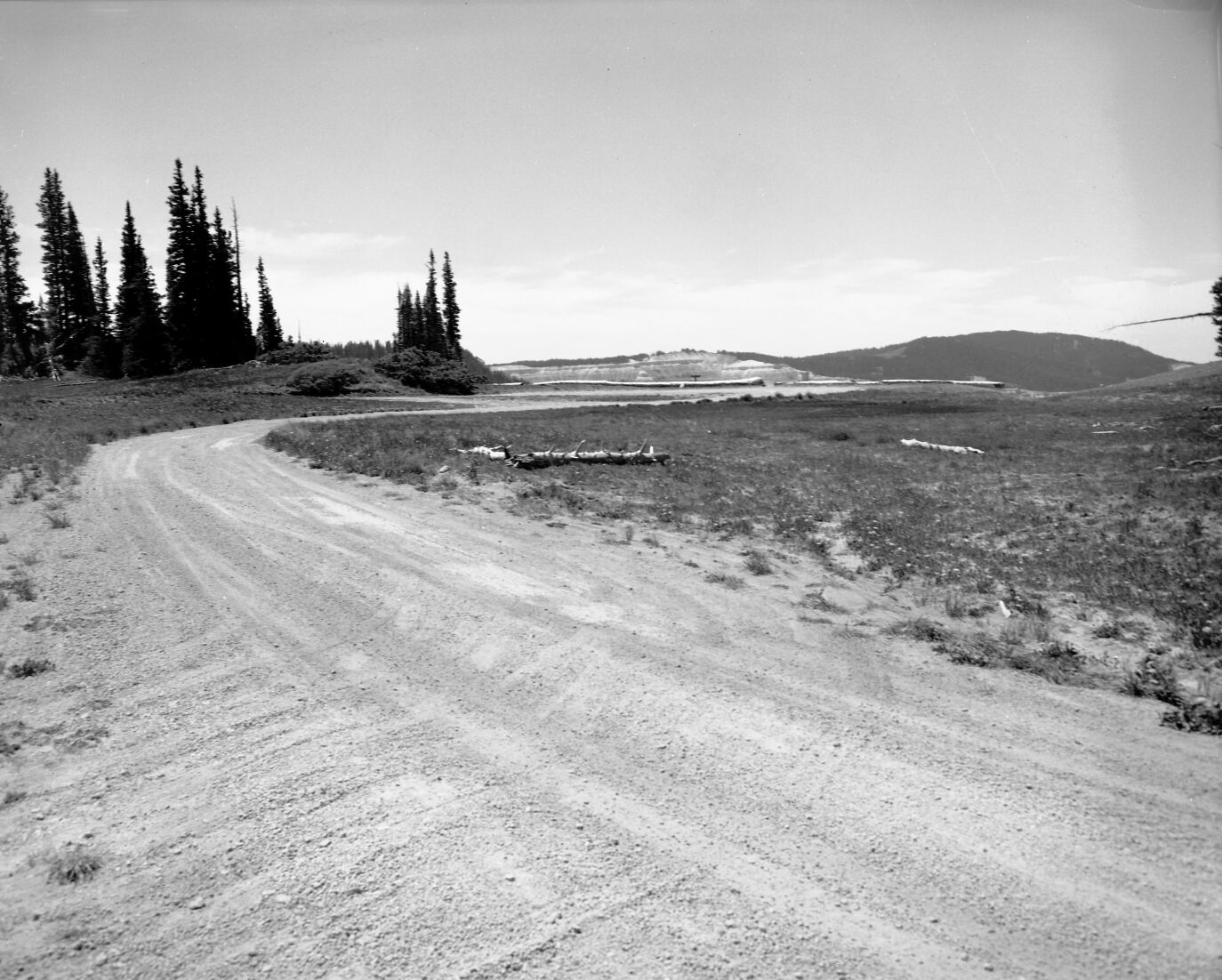North view on the rim road at Cedar Breaks National Monument, before the 1960 construction project. Taken as a record of the project.