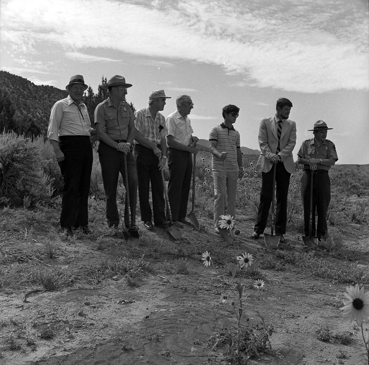 BW Photos of the groundbreaking ceremony for the Kolob Canyons Visitor Center.